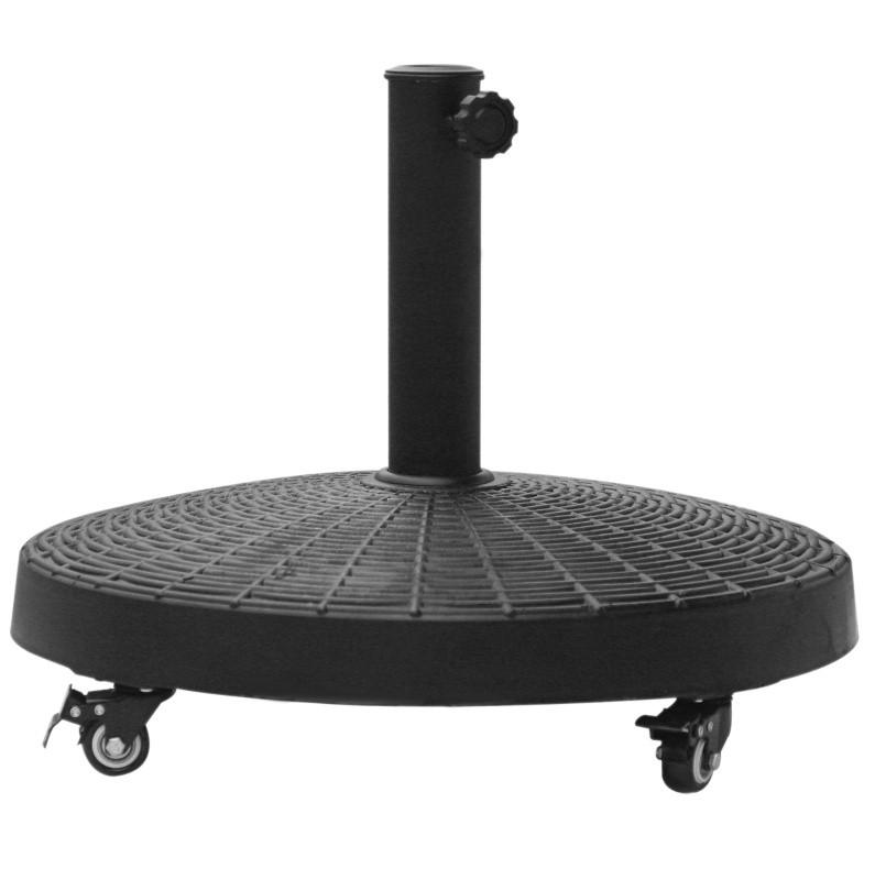 SONNENSCHIRMSTÄNDER 52/52/41 cm schwarz aus Metall mit Rollen - Schwarz, Metall (52/52cm) - OKWISH