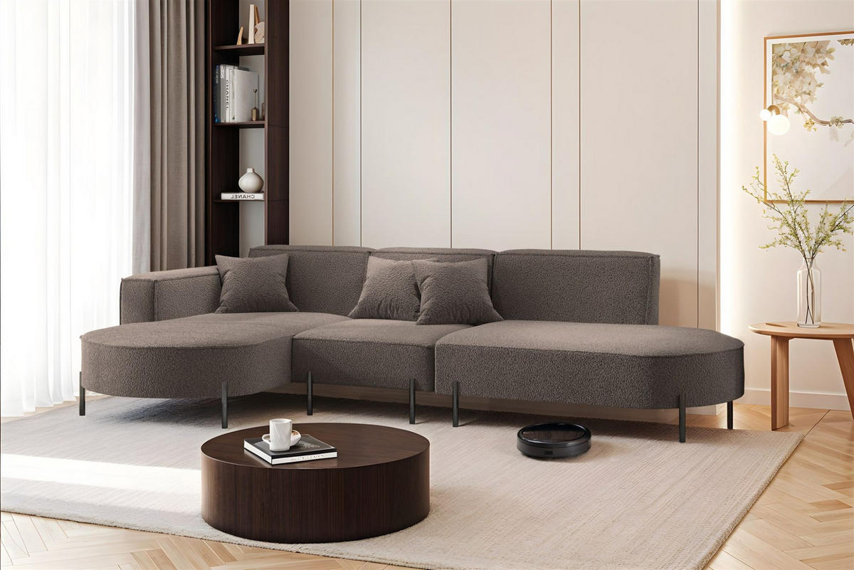 ECKSOFA Valencia - Braun, Holzwerkstoff/Textil (321/165cm) - Fun Möbel