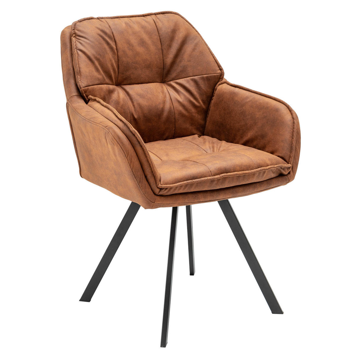 ARMLEHNSTUHL MR. LOUNGER Microfaser Hellbraun, Schwarz - Hellbraun/Schwarz, Textil/Metall (63/85/62cm) - riess-ambiente