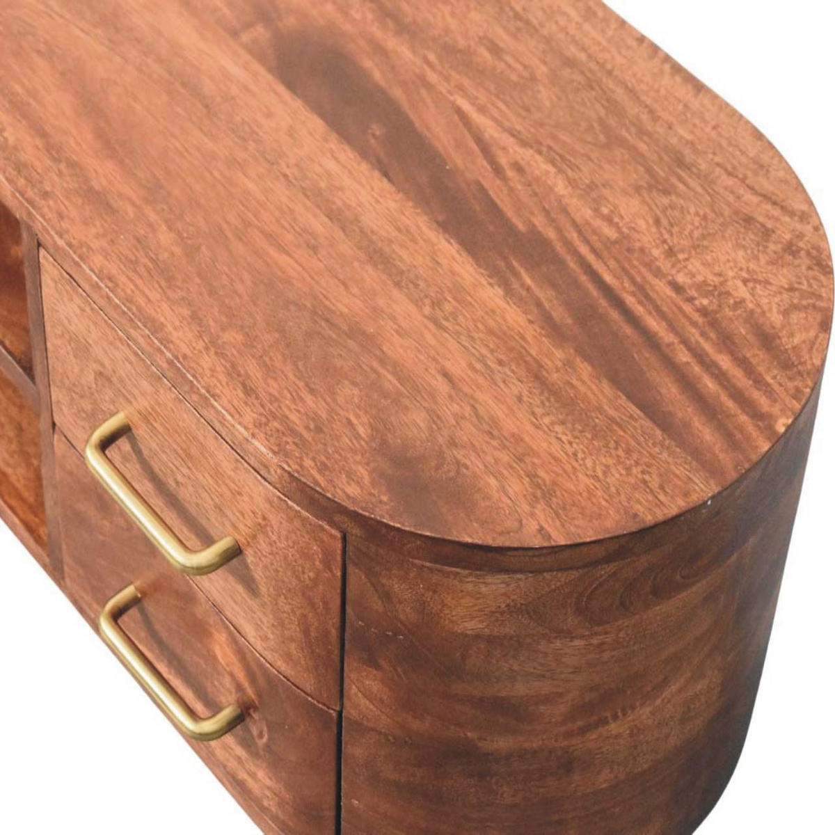 MEDIENEINHEIT mit Wine-Wood-Oak-Finish, 4 Schubladen, 2 offene Ablagen, T-Bar-Griffe, braun - Goldfarben/Braun, Holz/Metall (110/48/35cm) - Artisan Furniture