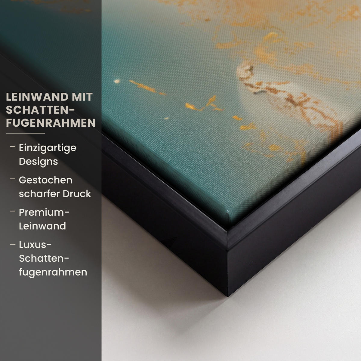 LEINWAND Bilder mit Rahmen - Frau - Porträt - Gold - Luxus - Blau - 90x60 - Türkis, Textil (90/60cm) - MuchoWow