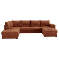 WOHNLANDSCHAFT Wilma, Seite: Links - Schwarz/Orange, Holz/Textil (305/85/188cm) - MIRJAN24