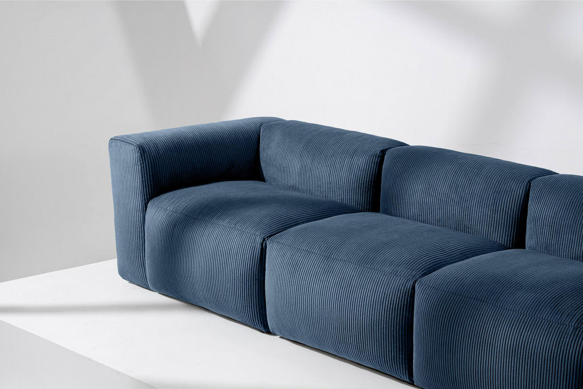 3-SITZER-MODULSOFA BUFFO mit extrem weicher und bequemer Sitzfläche, Kordstoff, marineblau - Blau/Grün, Textil (290/73/96cm) - KONSIMO®