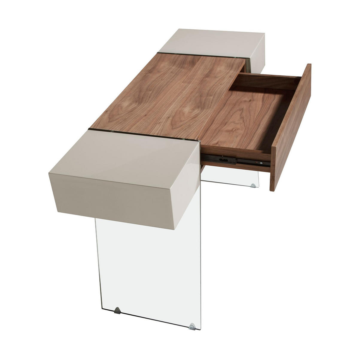 KONSOLENTISCH Rechteckiger Konsolentisch aus grauem Holz, Walnuss und gehärtetem Glas 120/40/73 cm - Nussbaumfarben/Grau, Holz (40/120/73cm) - ANGEL CERDA