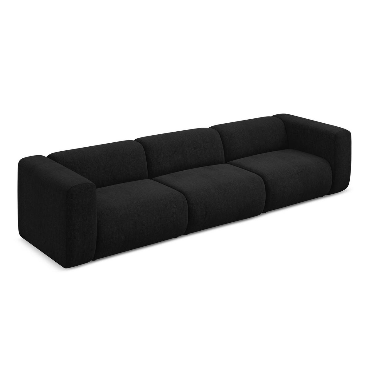 4-SITZER-SOFA Chenille Stoff Schwarz - Schwarz, Kunststoff/Textil (319/70/89cm) - LaMiaSofa