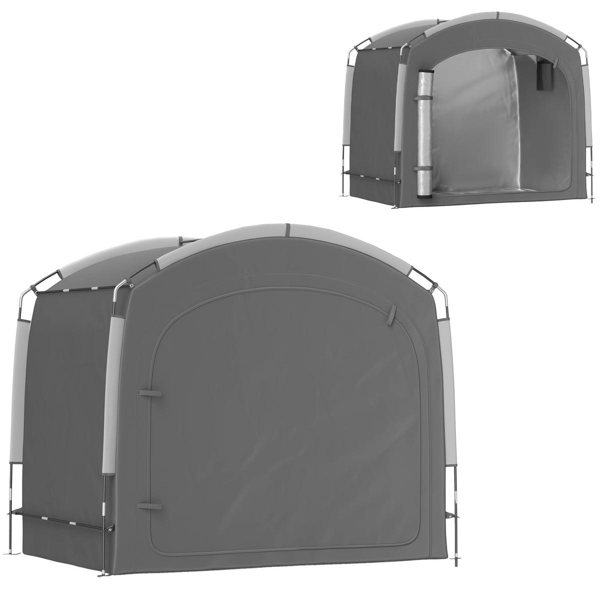 FAHRRADGARAGE DE-12648 205/140/188 cm mit 2 Seitentaschen Dunkelgrau - Dunkelgrau, Textil (150/195/220cm) - ComfortXL