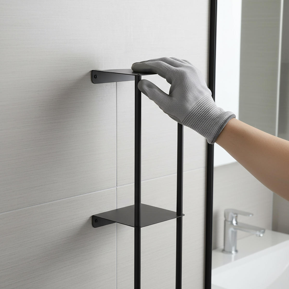 STENOVÝ vešiak na uteráky - čierna, kov (20/83.5/20cm) - Relaxdays