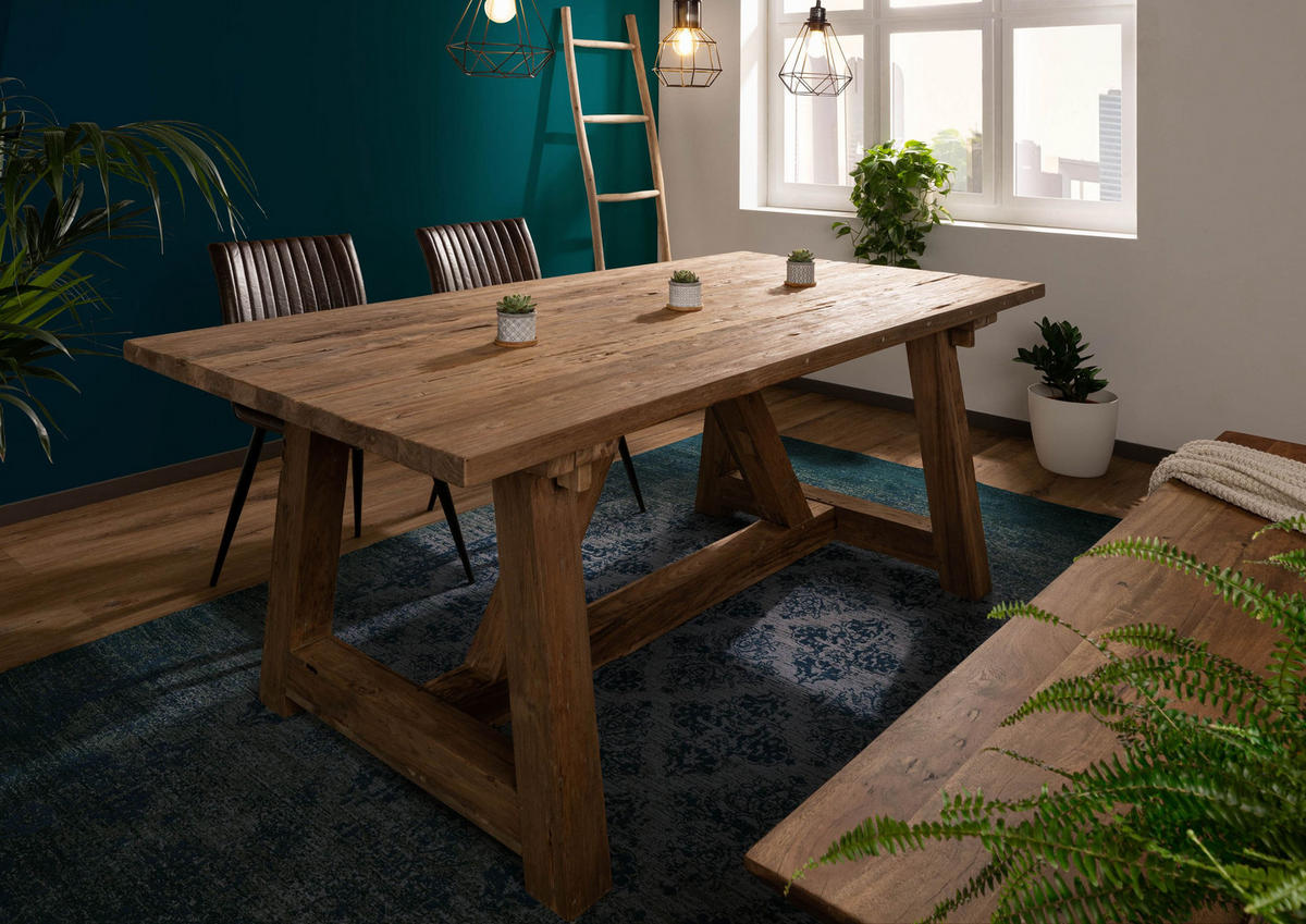 ESSTISCH Teak 270x100x78 natur unbehandelt BASSANO #147 - Naturfarben, Holz (270/100/78cm) - Massivmoebel24