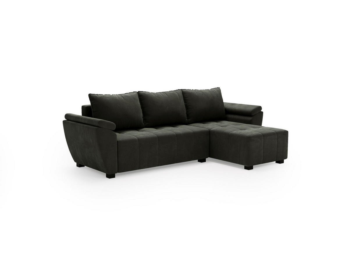 ECKSOFA ZEUS L Monolith 92 Rechts mit Schlaffunktion - Dunkelgrau, Textil (251/140cm) - Bedante
