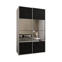 SCHWEBETÜRENSCHRANK 245,5/150/64 2-türig - Silberfarben/Schwarz, Holz/Metall (150/245/64cm) - Abiks Möbel