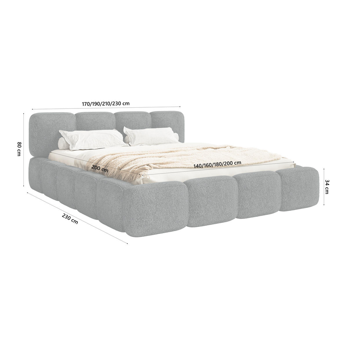 POLSTERBETT BALMONTE 140x200 cm, Dunkelgrau - Dunkelgrau, Textil (200/140cm) - Fedve