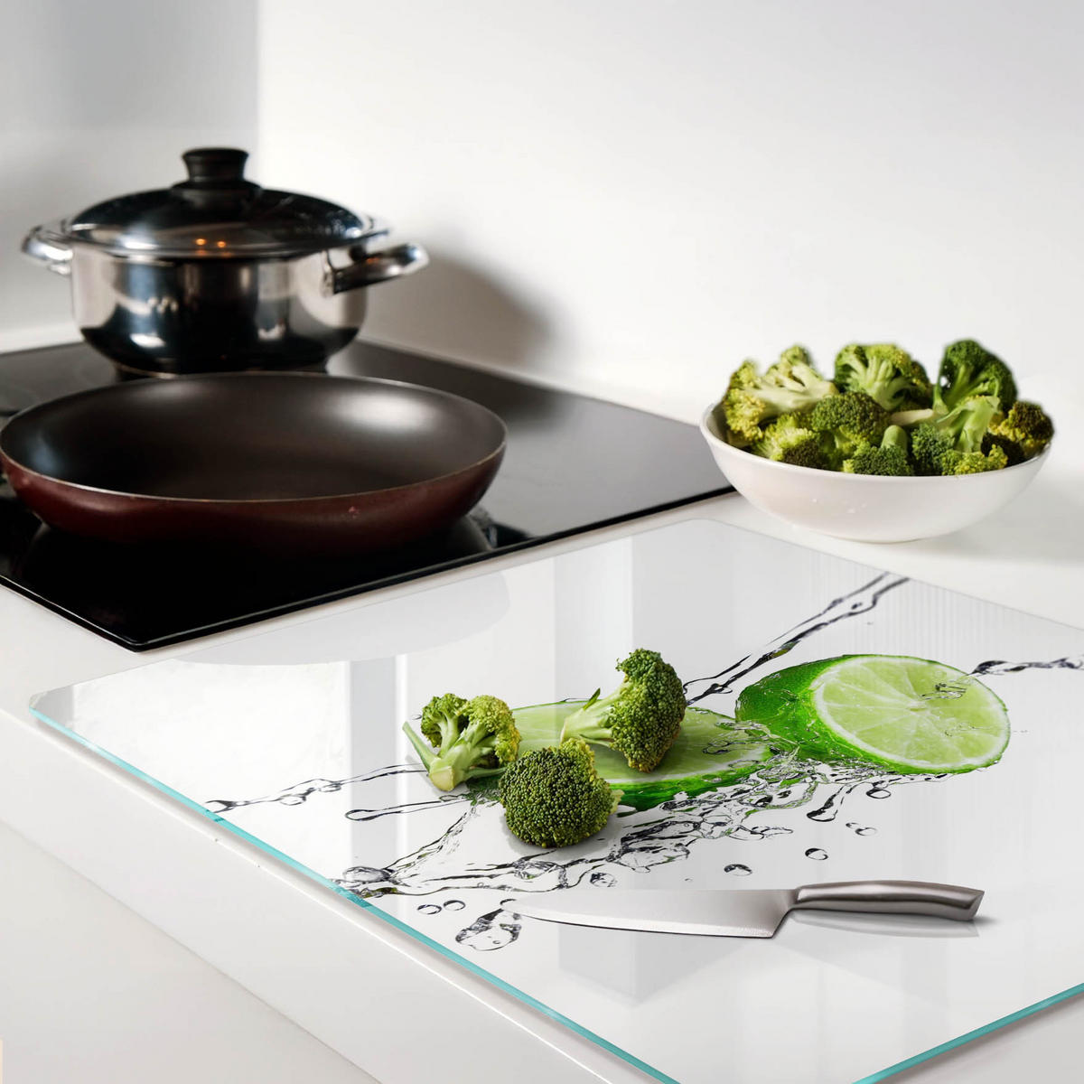 GLASPLATTE 60x52 cm Limetten und Wasser - Grün, Glas (60/0.4/52cm) - TULUP