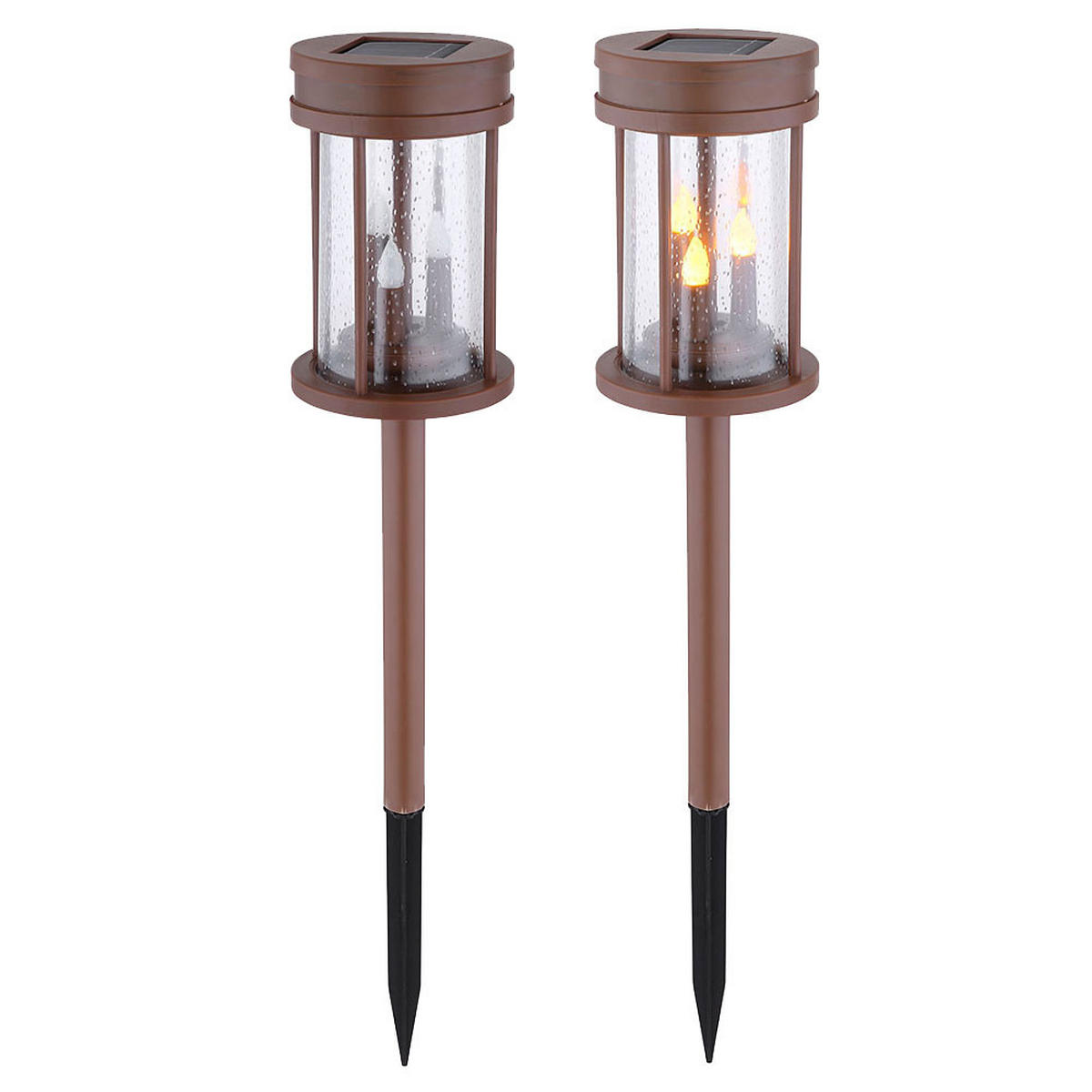 LED AUSSENLEUCHTE Rostoptik Braun 2er Set - Braun, Kunststoff (12/12/60cm) - Globo Lighting