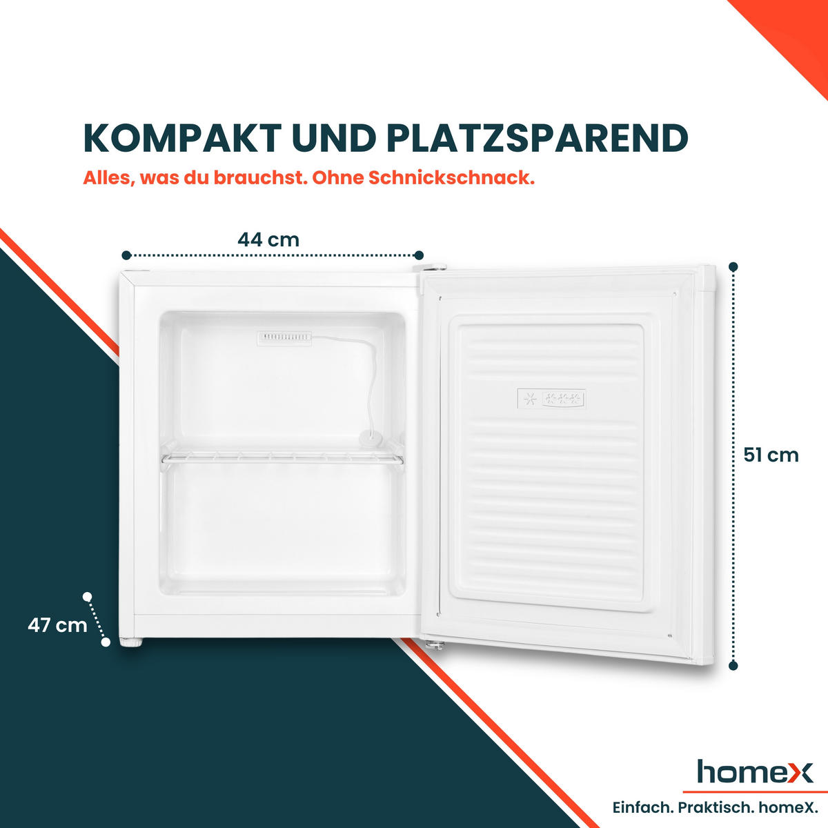 GEFRIERSCHRANK, Mini - 33L Nutzinhalt, 4-Sterne Gefrieren, freistehend, klein, mit Temperaturregelung, FM1015-W weiß - Weiß, Kunststoff/Metall (44/51/47cm) - homeX