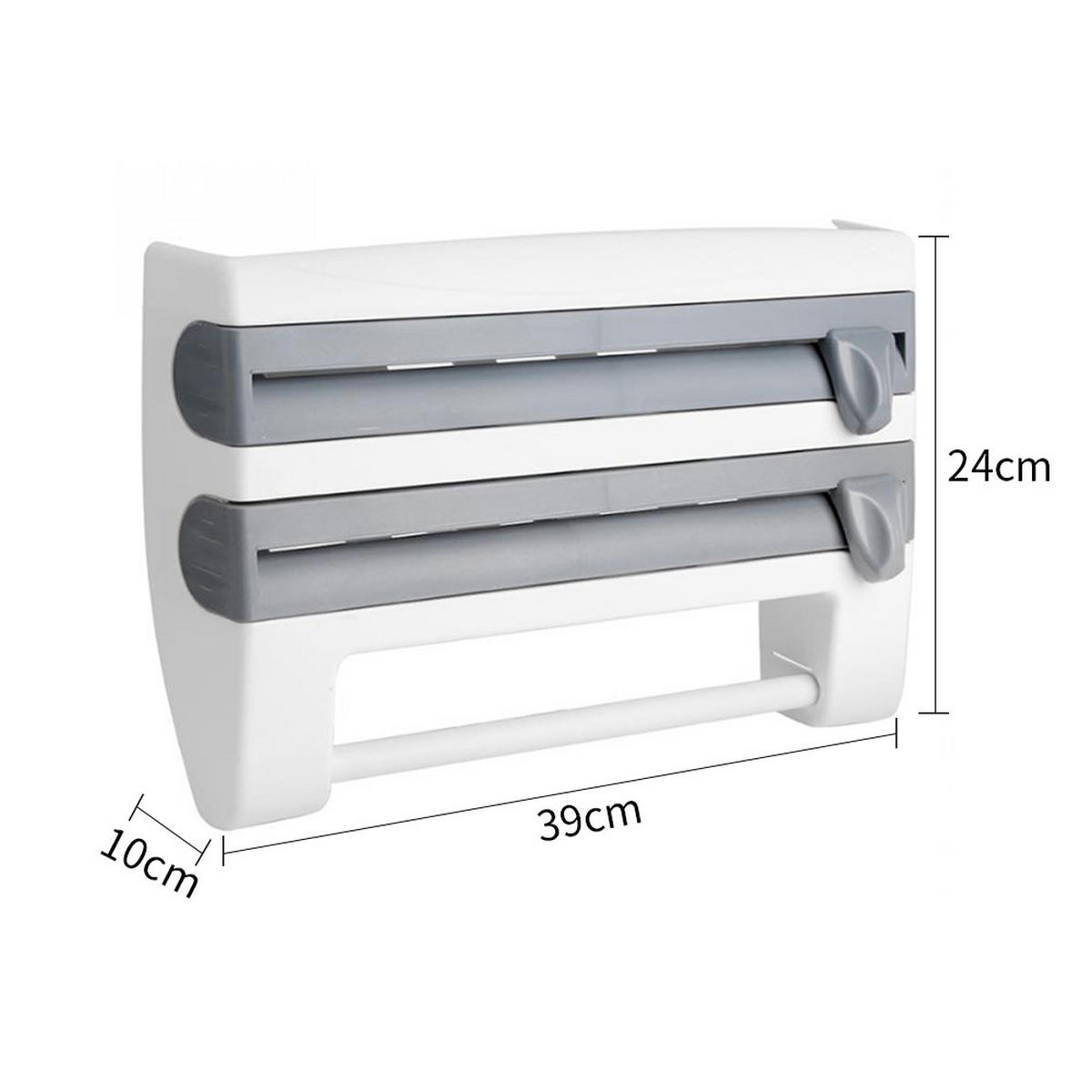 FRISCHHALTEFOLIENSPENDER grau mit Gewürzregal multifunktional 39/24/10 cm - Grau, Kunststoff (39/10/24cm) - Livingandhome