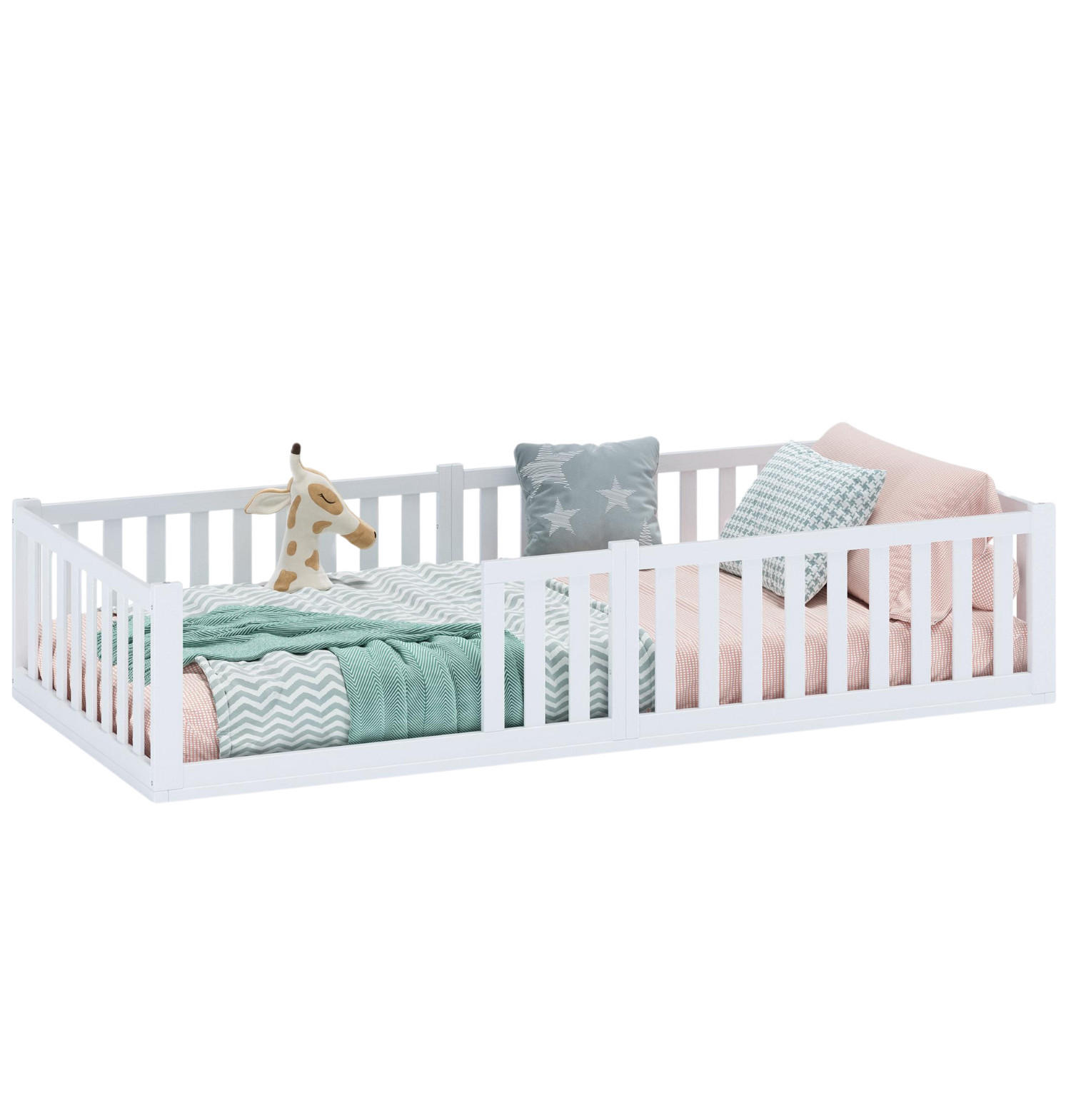 BODENBETT TITAN - Weiß, Holz (90/200cm) - Alavya Home