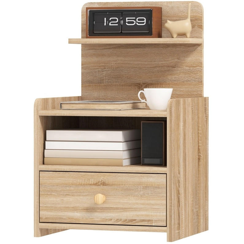 NACHTTISCH 40/35/66 cm mit Schublade & offenem Fach in Eichenoptik - Naturfarben, Holz (40/66/35cm) - BEAOK