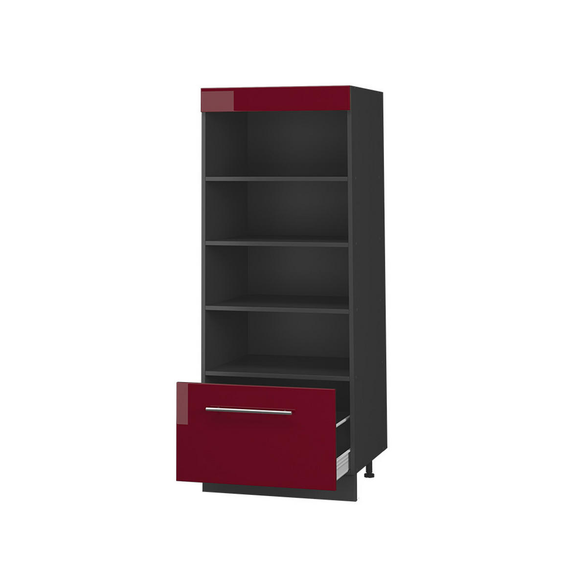 KUCHYNSKÝ REGÁL Fame-Line, Bordeaux vysoký lesk/antracitová, 60 cm - bordová/antracitová, kompozitné drevo (60/153.6/58.1cm) - Vicco