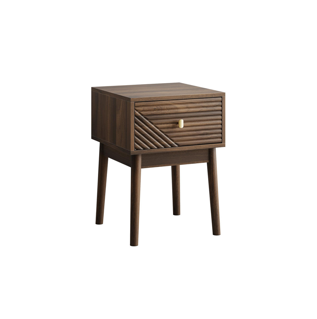 NACHTTISCH 40/40/55 cm walnussfarben aus MDF mit 2 Schubladen - Braun, Holzwerkstoff (40/55/40cm) - OKWISH