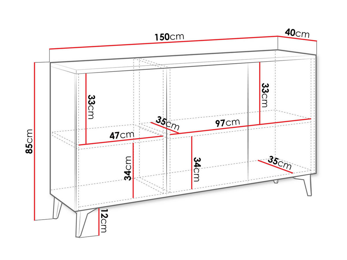 KOMMODE Alrik 3D - Goldfarben/Weiß, Holzwerkstoff/Kunststoff (150/85/40cm) - MIRJAN24