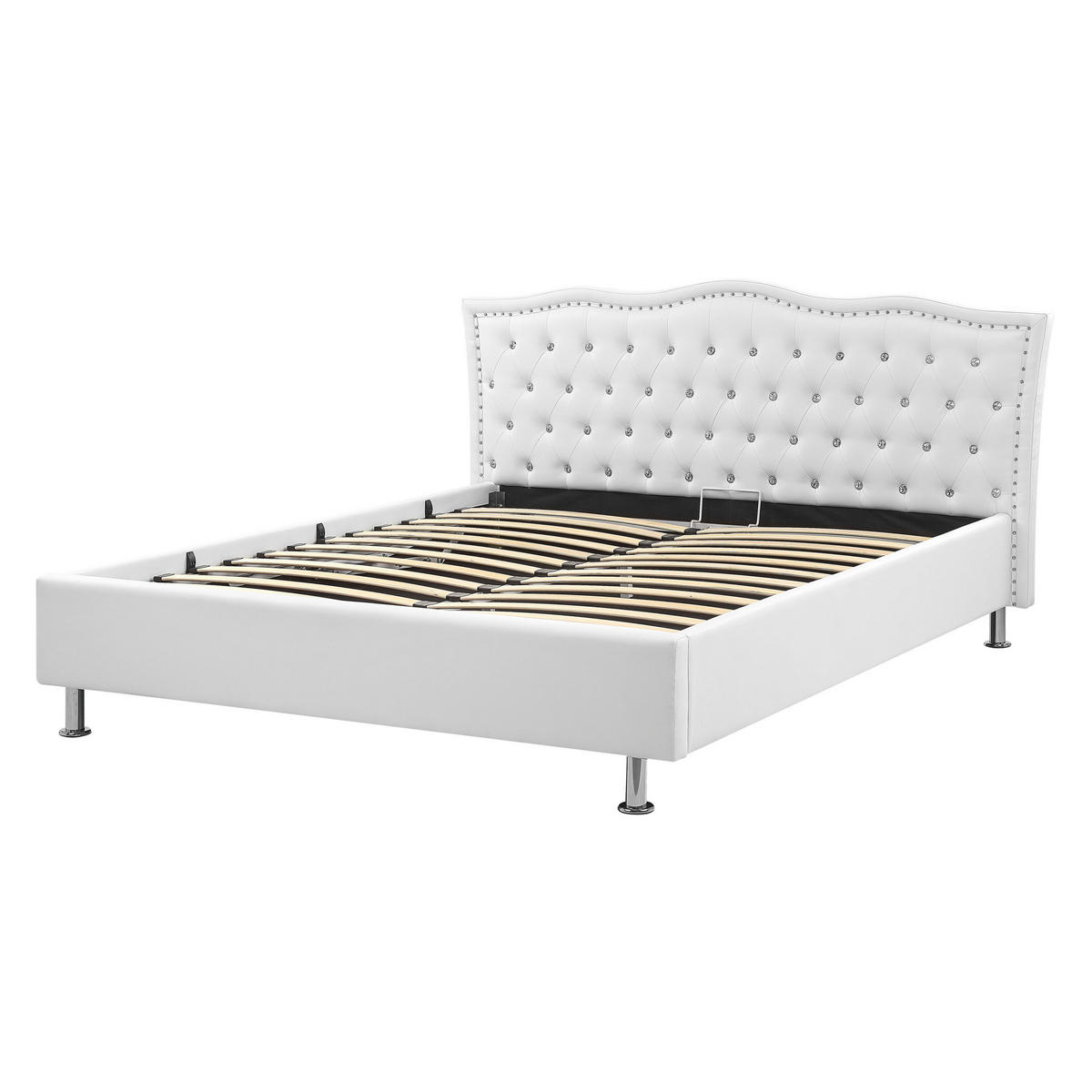 BETT 160/200cm Weiß Metz - Weiß, Textil (160/200cm) - Beliani