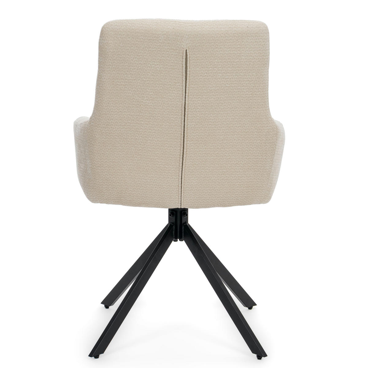 STUHL FUNO drehbar gepolsterter mit Steppung - creme - Chenille - Creme/Schwarz, Textil/Metall (58/87/60cm) - NEW HOME