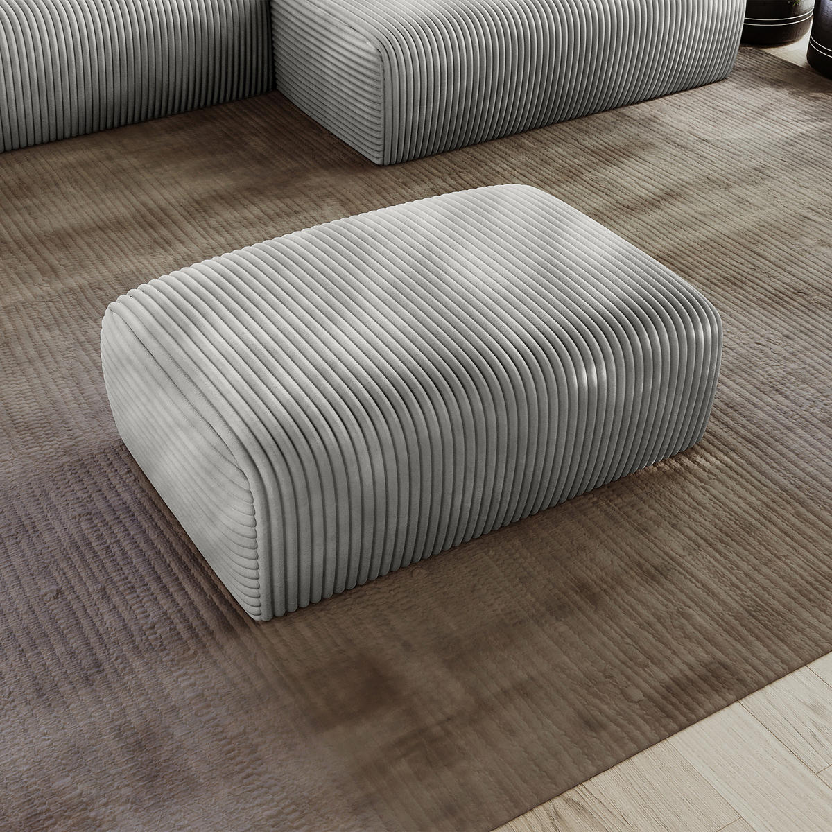 POLSTERHOCKER - Cord - Silberfarben/Schwarz, Kunststoff/Textil (110/40/72cm) - home24