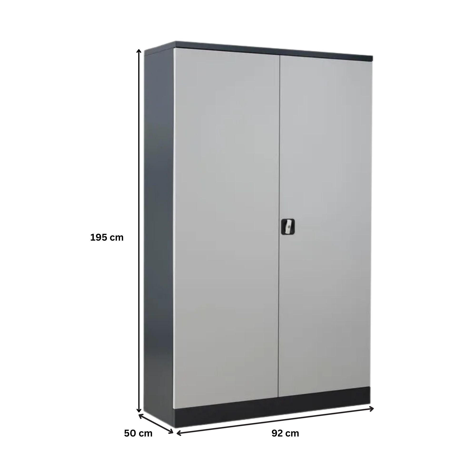 STAHLSCHRANK Bee mit 7 lackierten Fachböden 195x92x50 cm Korpusfarbe Anthrazit Frontfarbe Lichtgrau - Hellgrau, Metall (92/195/50cm)