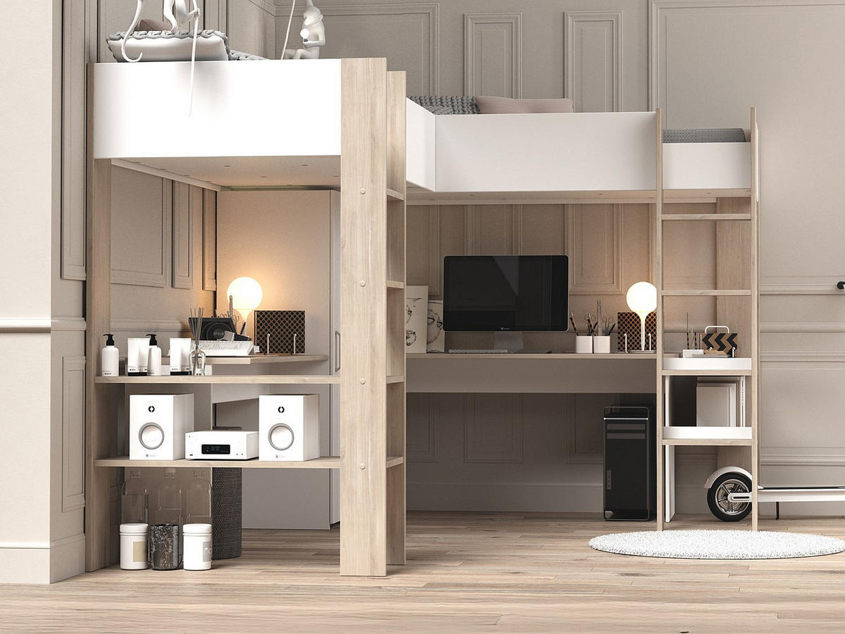 HOCHBETT - 2 -Sitzer - Holzspan - naturfarben hell, weiß - LASCANO - Naturfarben, Holz (232.2/295.7cm) - Vente-Unique