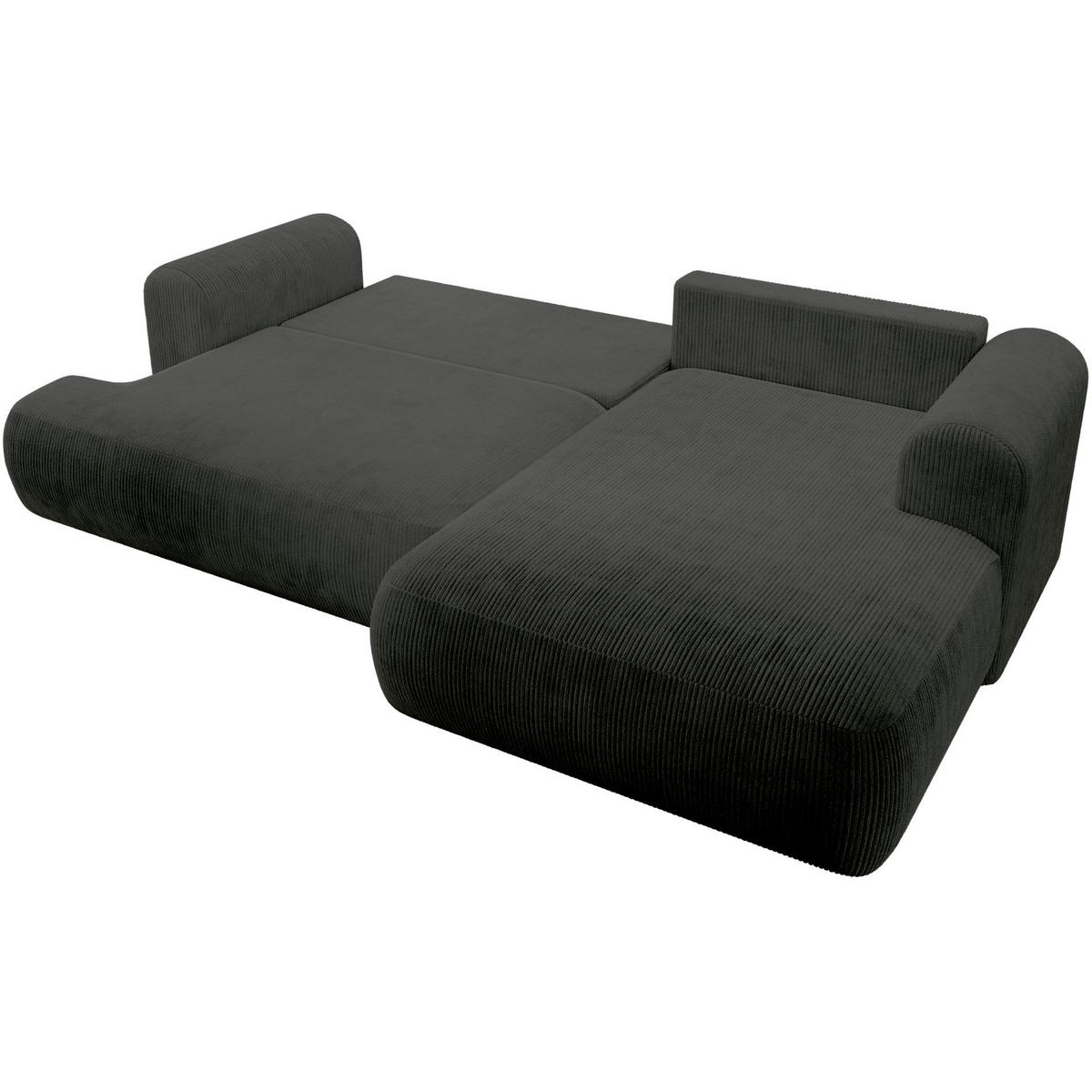 ECKSOFA Ovo Cord mit Cordbezug Dunkelgrau, rechts - Dunkelgrau/Schwarz, Textil (260/165cm) - Selsey