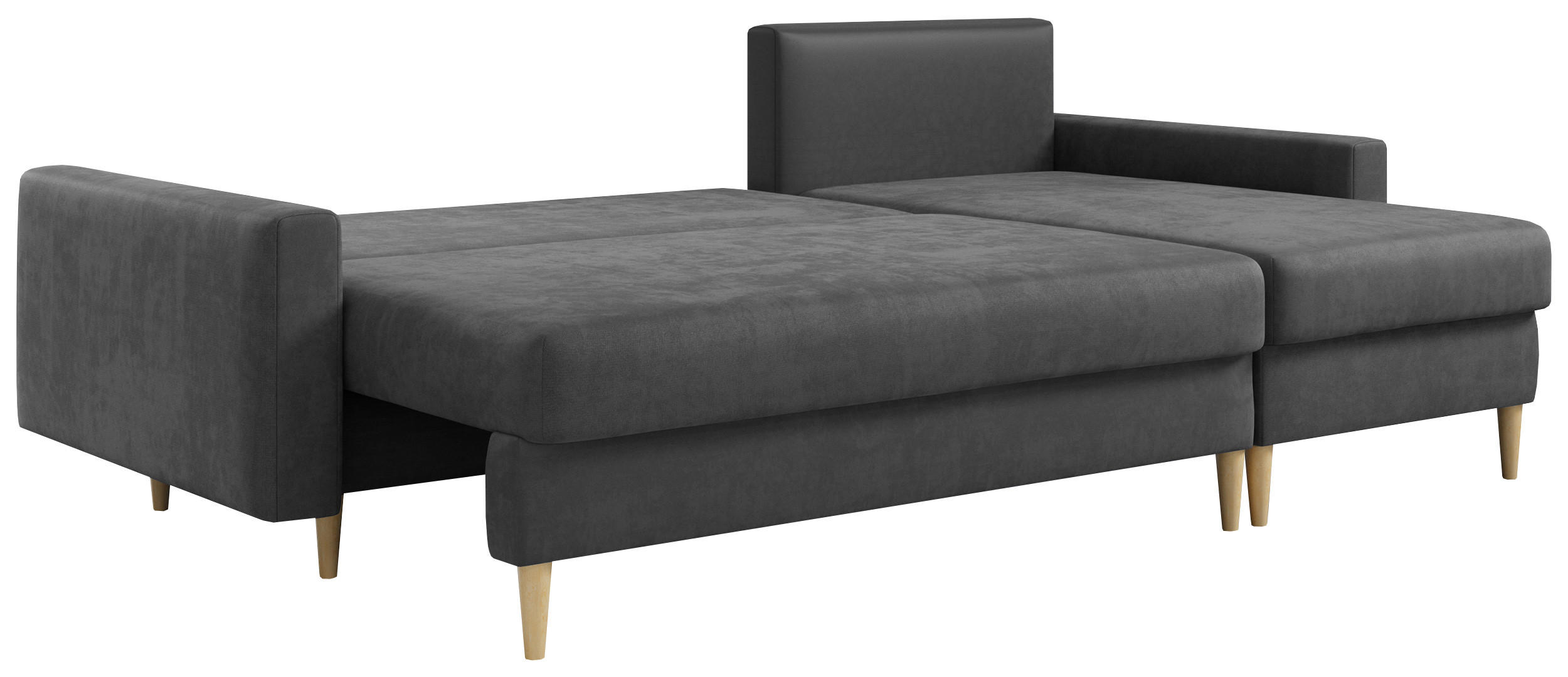 ECKSOFA Lang Velvet Grau - Braun/Grau, Holz/Textil (220/140cm) - MKS