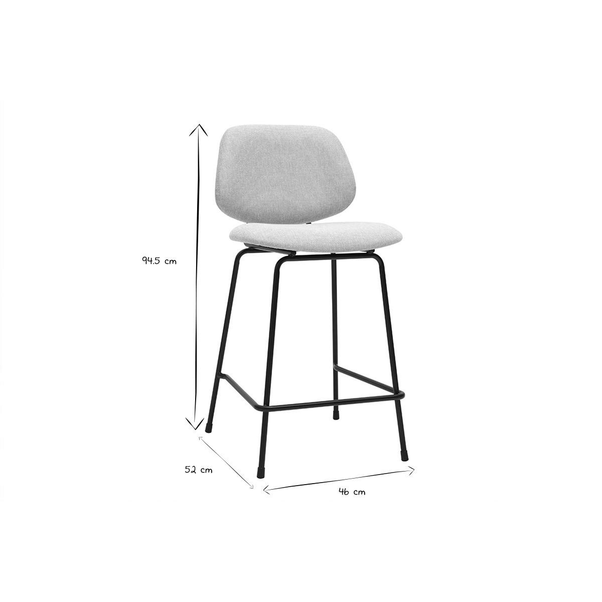 BARHOCKER aus Stoff in Samtoptik beige und Metall H66.5 cm BARNET (2er-Set) - Beige, Textil (52/94.5/46cm) - Miliboo