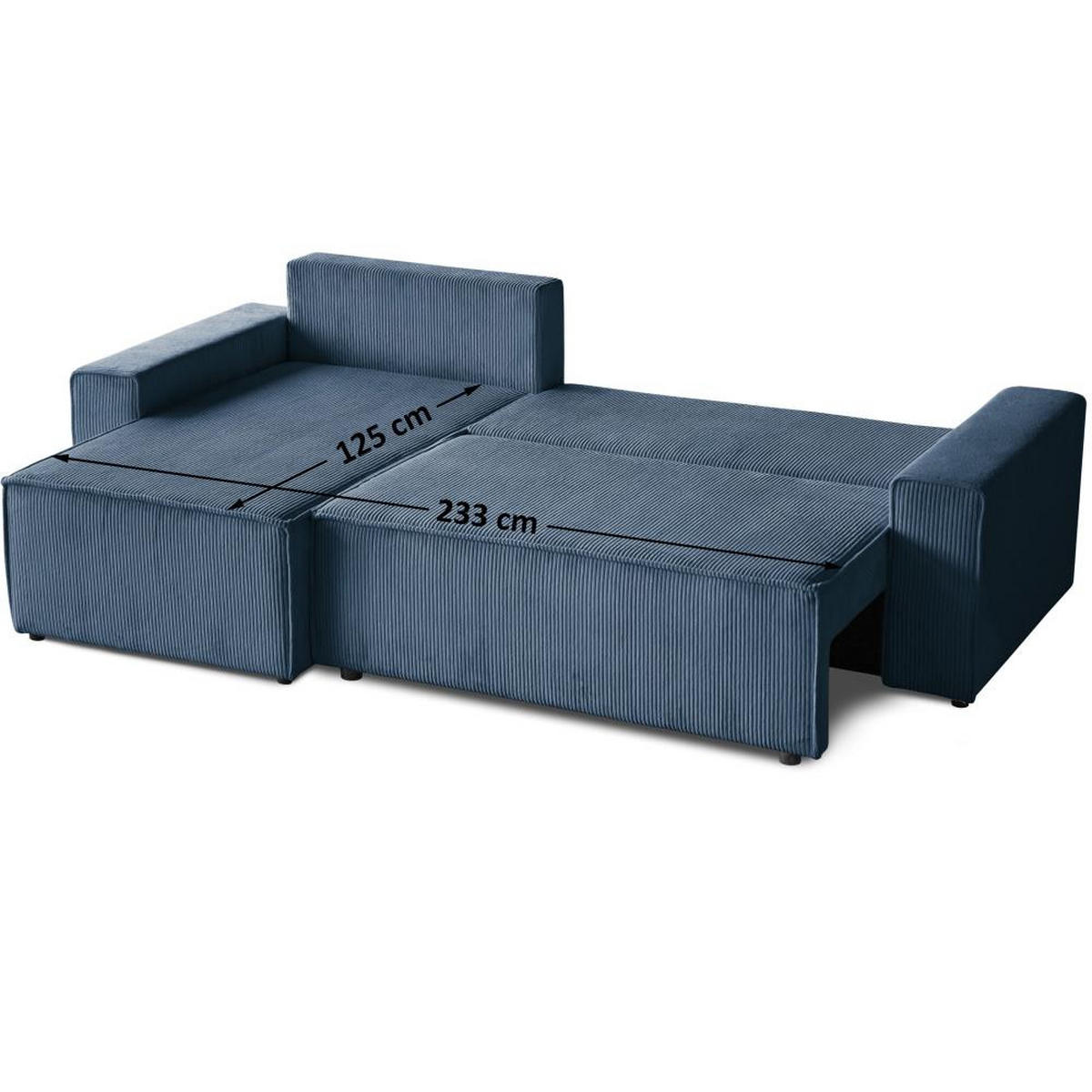 ECKSCHLAFSOFA mit Schlaffunktion Hektor dunkelblau - Schwarz/Dunkelblau, Kunststoff/Textil (277/152cm) - Beautysofa