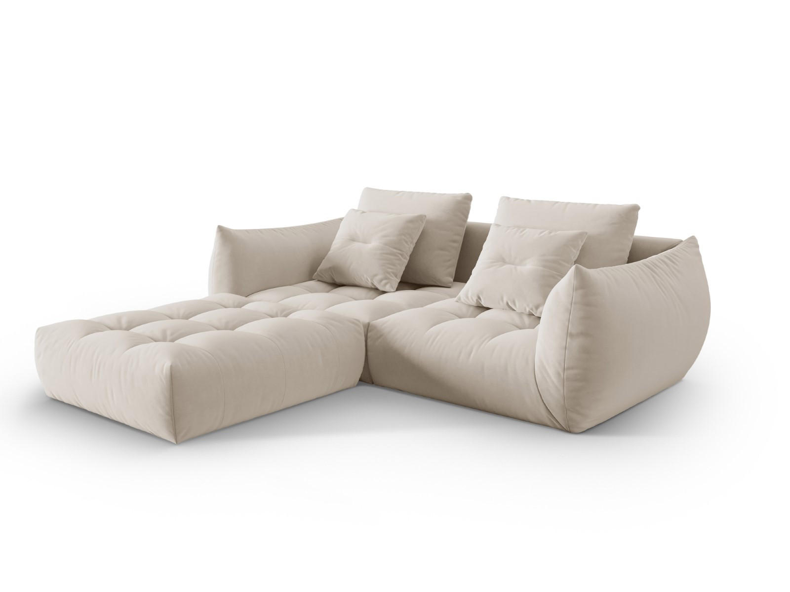 SOFA modular Bloom aus Samt ecru 3 Sitzplätze - Ecru, Textil (216/232cm) - Micadoni