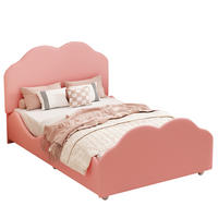 KINDERBETT 90/200 cm mit Schutzgitter und wolkenförmigem Design aus Samt, Rosa - Pink, Textil (90/200cm) - Redom