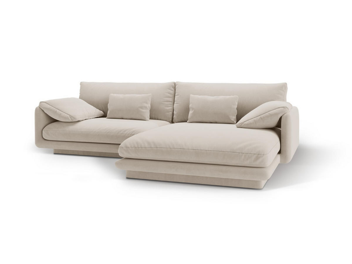 ECKSOFA rechts Torino aus Samt ecru 4 Sitzplätze - Ecru, Textil (170/250cm) - Micadoni