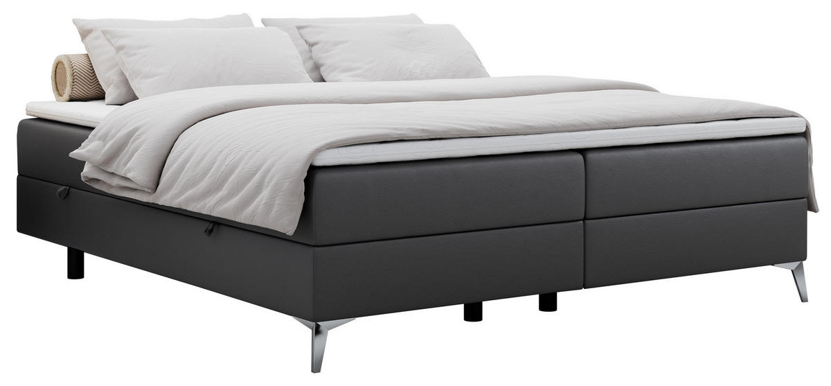 BOXBETT LESS 160/200 Dunkelgrau Kunstleder - H4 - Dunkelgrau, Holz/Textil (160/200cm) - MKS