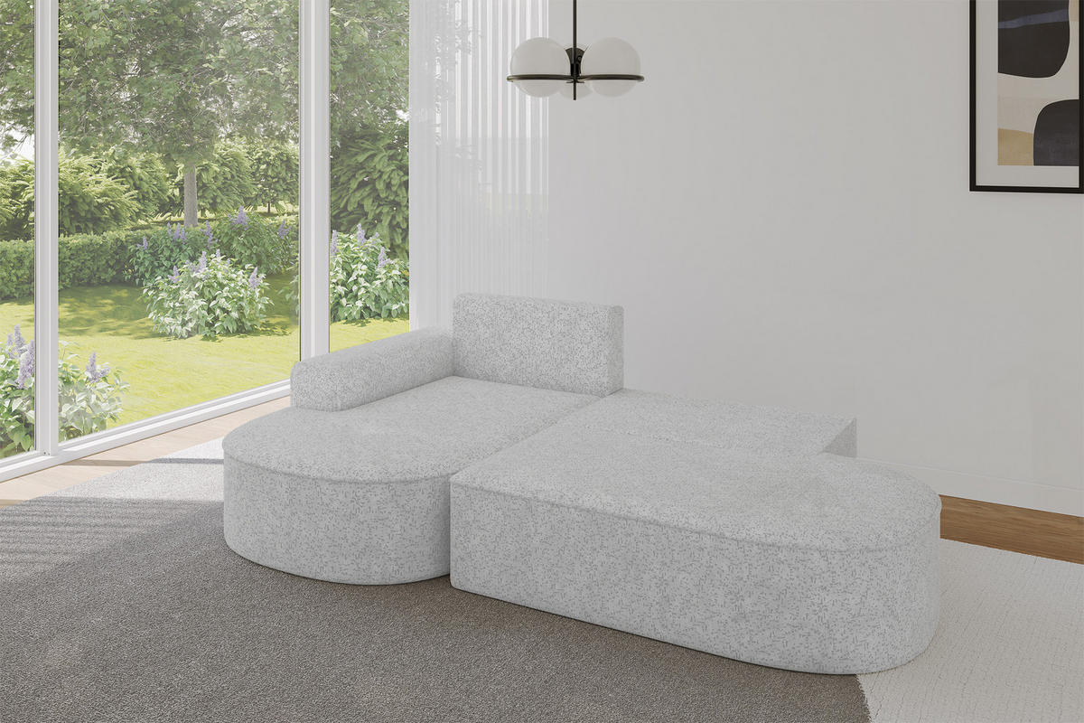 ECKSOFA mit Schlaffunktion und Bettkasten Ottomane Links MARI-L1-S - 283x167x73 cm Grau Tissu - Schwarz/Grau, Holzwerkstoff/Kunststoff (283/167cm) - ALTDECOR