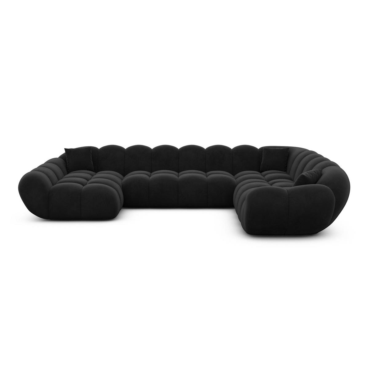 WOHNLANDSCHAFT Liva Schwarz Samtstoff U-Form XXL Links - Schwarz, Textil (323/70/258cm) - VAROYAL
