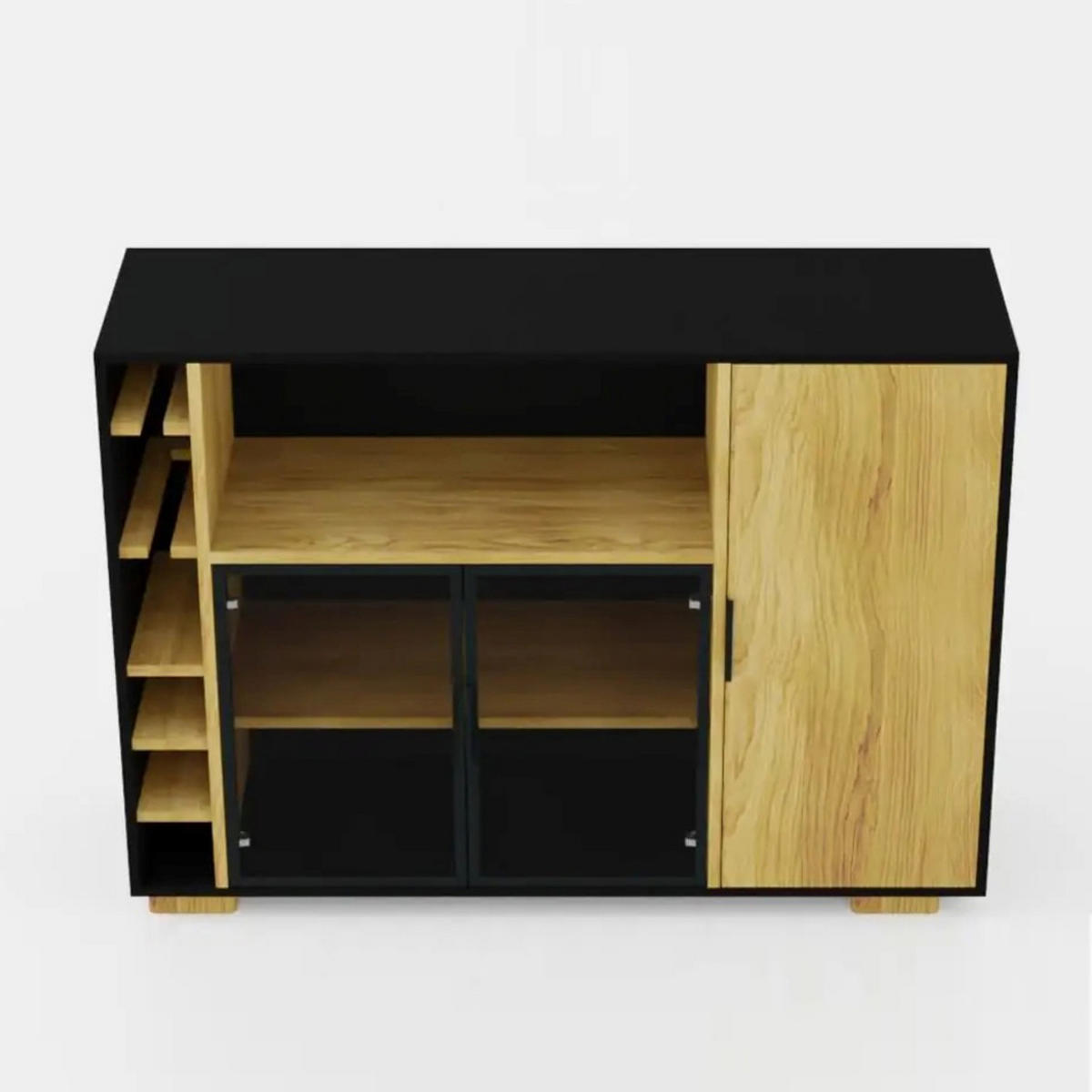 SCHRANK Eichenholz-Alkoholbar für das Wohnzimmer CARLA - Eichefarben, Holz (145/105/45cm) - Rawood Furniture