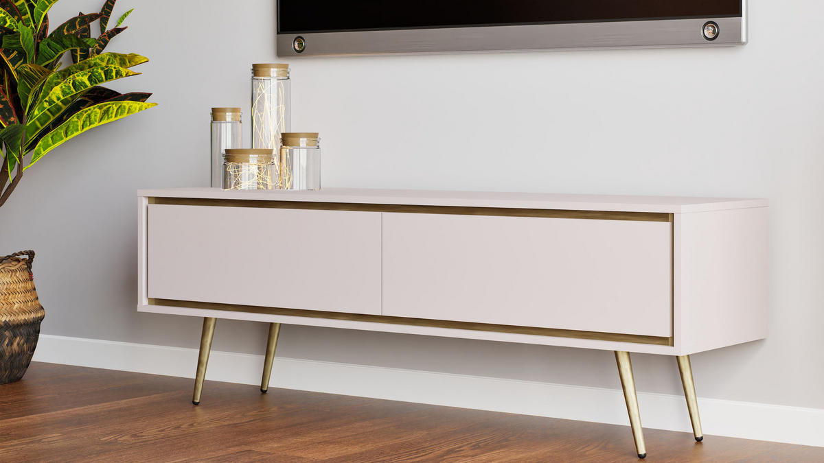 TV-LOWBOARD Tori 150 cm Kaschmir - Kaschmir/Goldfarben, Holzwerkstoff/Metall (150/50/40cm) - Ravio