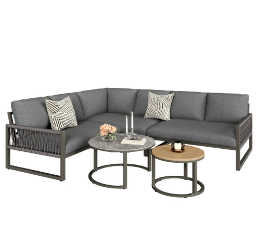 GARTENMÖBEL,ECKSOFA mit Eisengestell,grau - Grau, Metall - Vallsero