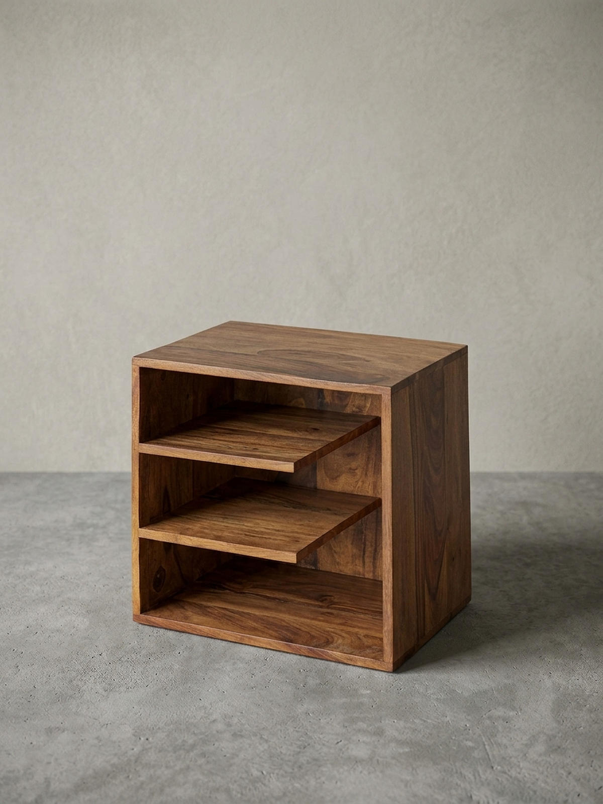 BEISTELLTISCH – Massivholz 43x43x30 cm mit 3 Ablageflächen - Braun, Holz (30/43/43cm) - KADIMA DESIGN