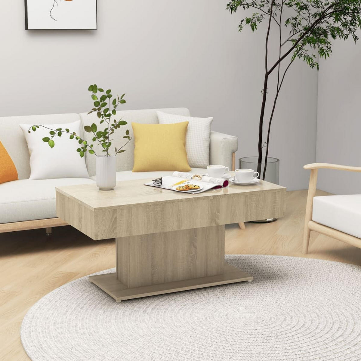COUCHTISCH Sonoma-Eiche 96x50x45 cm Holzwerkstoff - Braun, Holzwerkstoff (96/50/45cm) - furnicato