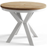 ESSZIMMERTISCH LOFT, ausziehbarer Tisch 100 cm/180 cm, Farbe: Braun, mit Metallbeinen in Farbe Weiß - Weiß/Braun, Holzwerkstoff (100/100/76cm) - Alpi-Möbel