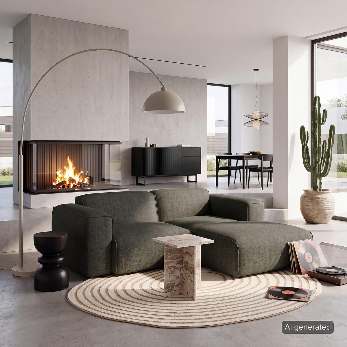 ECKSOFA mit XL-Longchair - Schwarz/Grau, Kunststoff/Textil (260/171cm) - home24