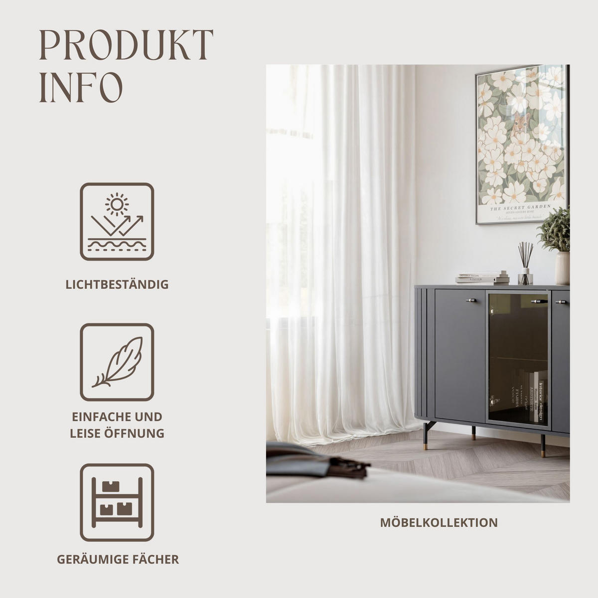 KOMMODE dreitürig, Schwarz mit LED-Beleuchtung - Schwarz, Holzwerkstoff (190/81/40cm) - Idohome