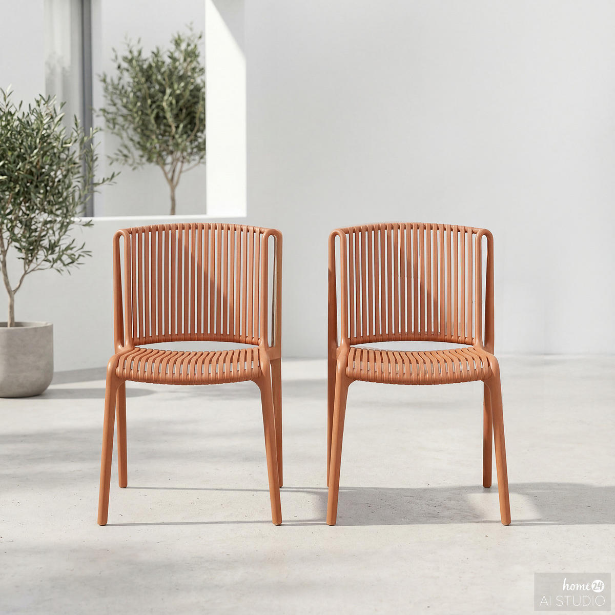 GARTENSTUHL - 2er-Set - Polypropylen - Terracotta, Kunststoff (53/83/56cm) - home24