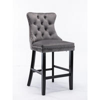 BARHOCKER 2er-Set aus Samt mit Holzbeinen, Grau - Grau, Textil (60/66/50cm)