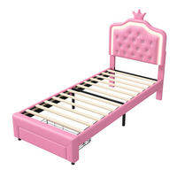 POLSTERBETT 90 x 200 cm, mit Schubladen, LED-Beleuchtung, Lattenrost und Kopfteil, rosa - Rosa, Metall (90/200cm)